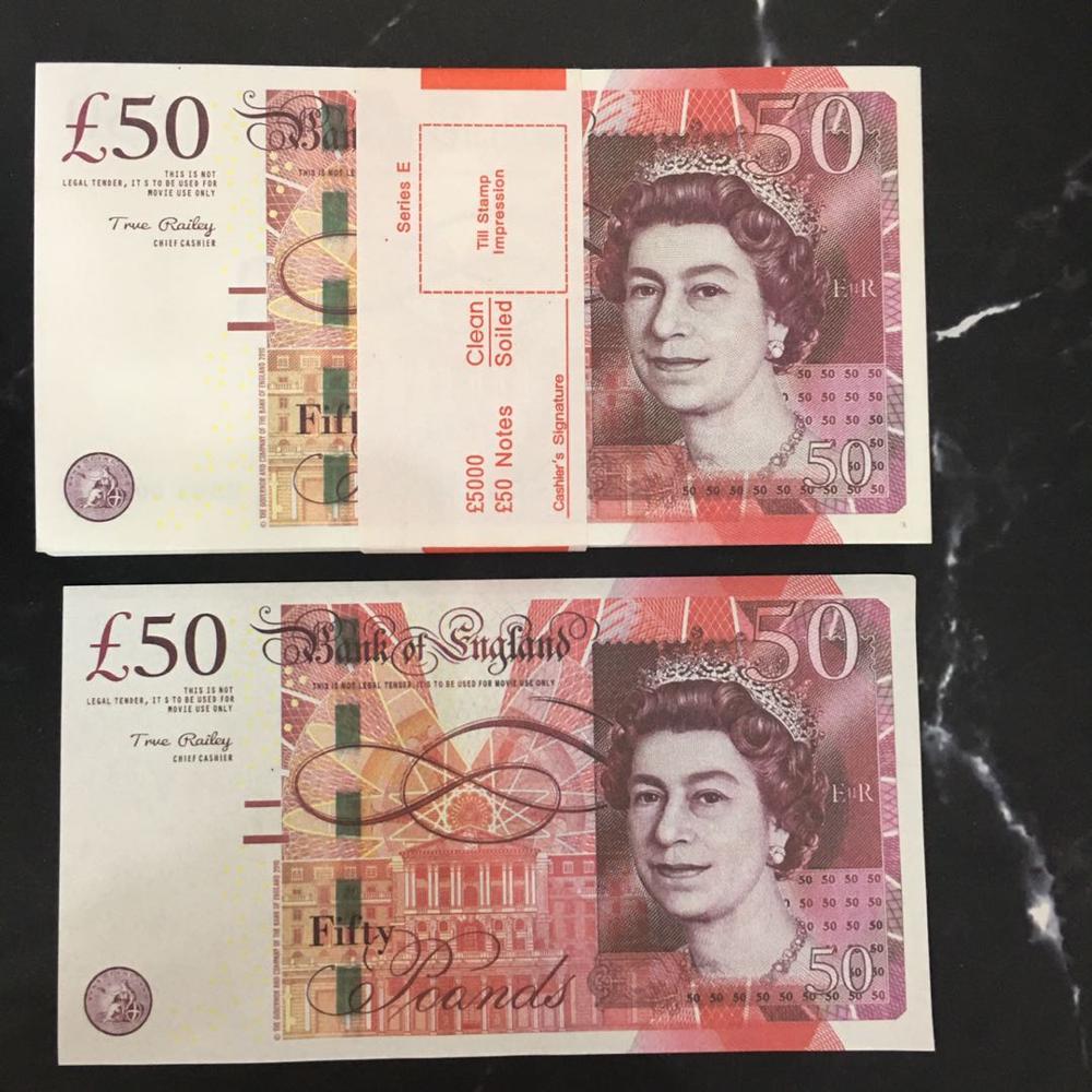 Atacado euros papel dinheiro notas de ouro prop dinheiro papel 10/20/50 euro bills preços nota bancária presentes: 50 poond (100pcs)