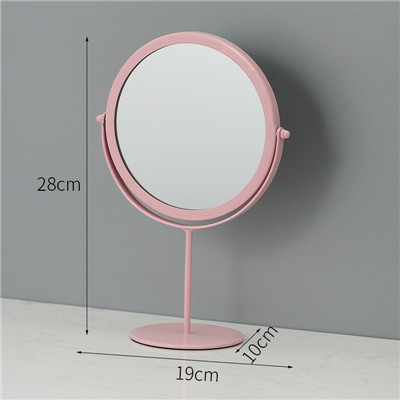 Stående drejeligt metal makeup spejl bord ornament bærbare jern kosmetiske dekorative spejle til piger: Sølv