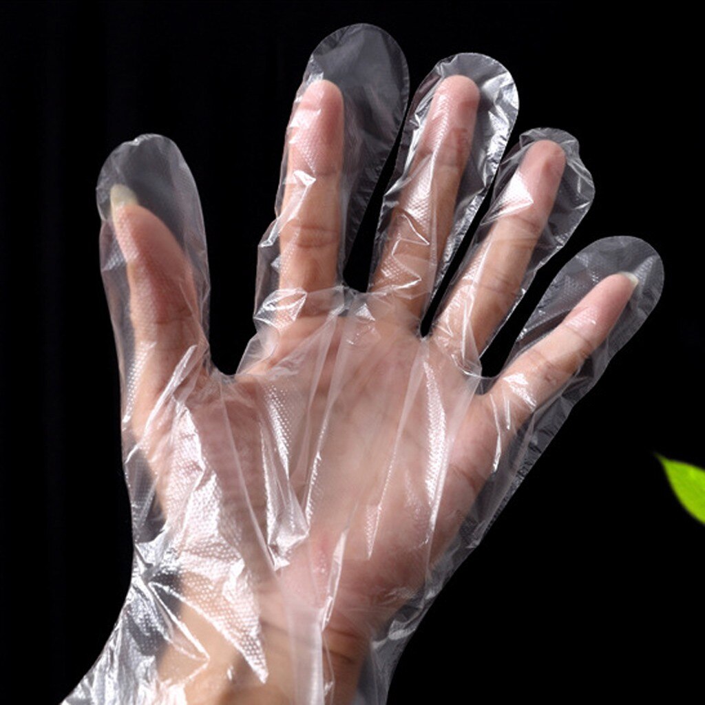 Guantes desechables 100 Uds PE guantes gruesos de plástico de grado alimenticio Catering higiene para comida casera en la cocina guantes de procesamiento #25