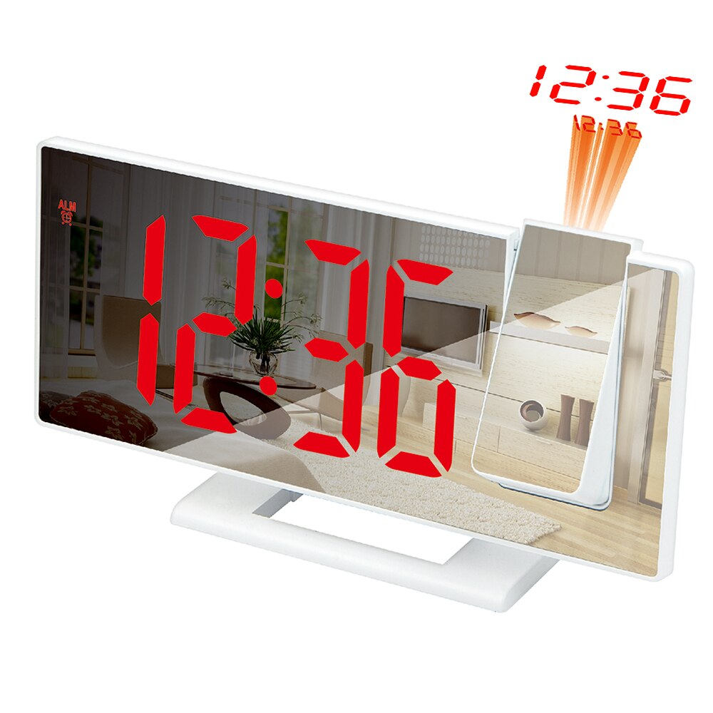 180° LED Projection Digital Alarm Clock for Bedroom Ceiling with USB Phone Charging Dimmer DST Snooze Function for Heavy Sleeper: Base C