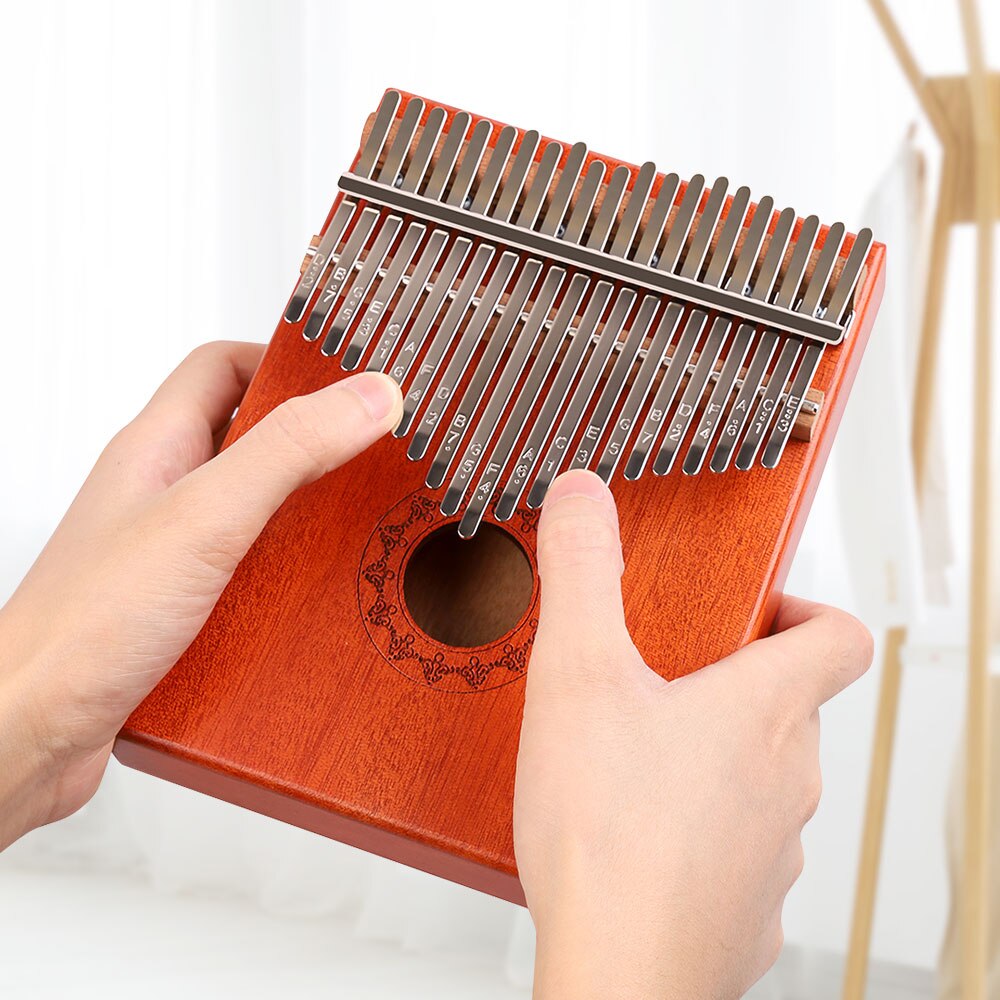 Kalimba Mbira-Piano de madera portátil de 21 teclas, con bolsa de transporte, martillo de afinación, paño de limpieza, pegatinas protectoras para dedos