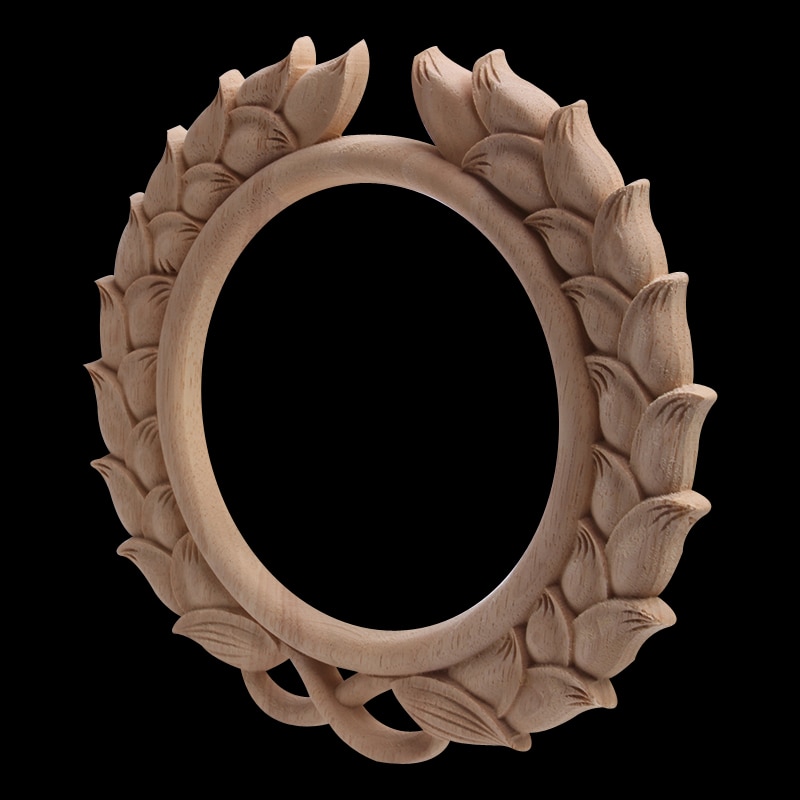 Wood Carving Round Decals Solid Wood Door Heart Flower European-style Household Decoration Cabinet Decoration Patches Wood Decal