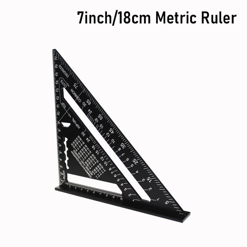 12 inch Metric Aluminum Alloy Triangle Angle Ruler Protractor Woodworking Measurement Tool 30.5 cm Quick Read Layout Gauge: 7 In Metric