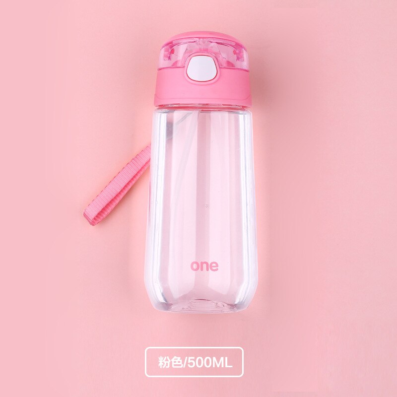 500ml spedbarn baby drikke kopp med et sugerør bærbart tau bpa gratis baby tåteflasker sippy trening spedbarn mat kopper: Rosa