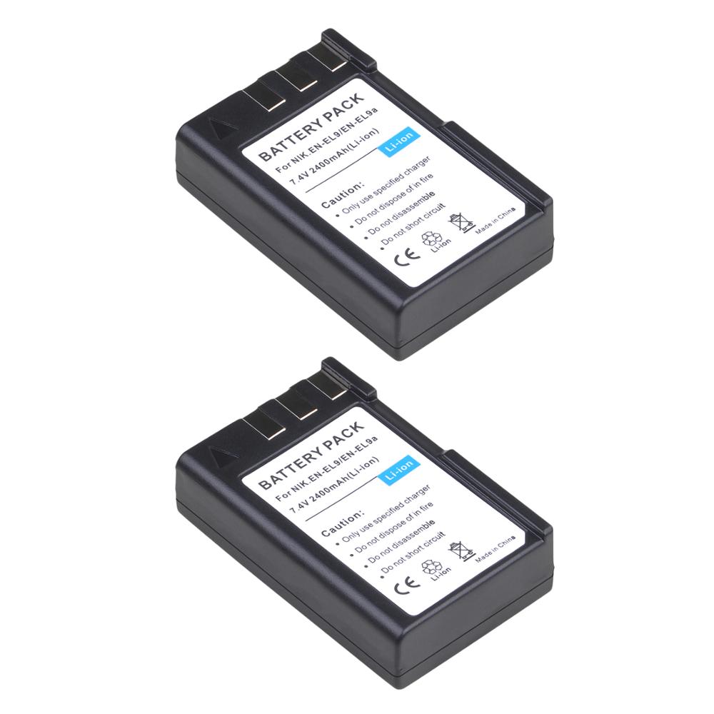 EN-EL9 EN EL9 EN-EL9a, batería de 2400mAh EN EL9a EL9a, AKKU y Cargador USB LED para Nikon EN-EL9a D40 D60 D40X D5000 D3000, baterías: 2 battery