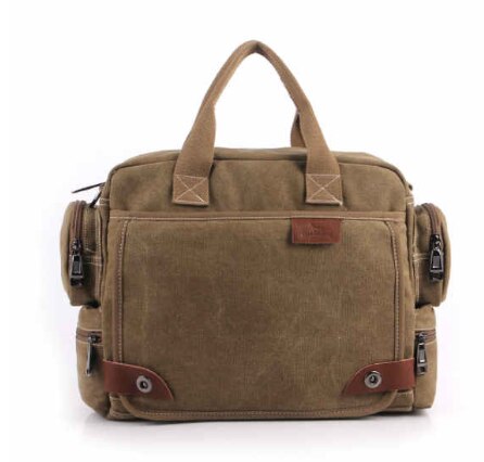 Manjiahong Mannen Canvas Messenger Bags, Mannen Casual Schouder Messenger Bags, man Casual Tote Aktetas Voor Laptop Mannelijke Handtassen: Khaki