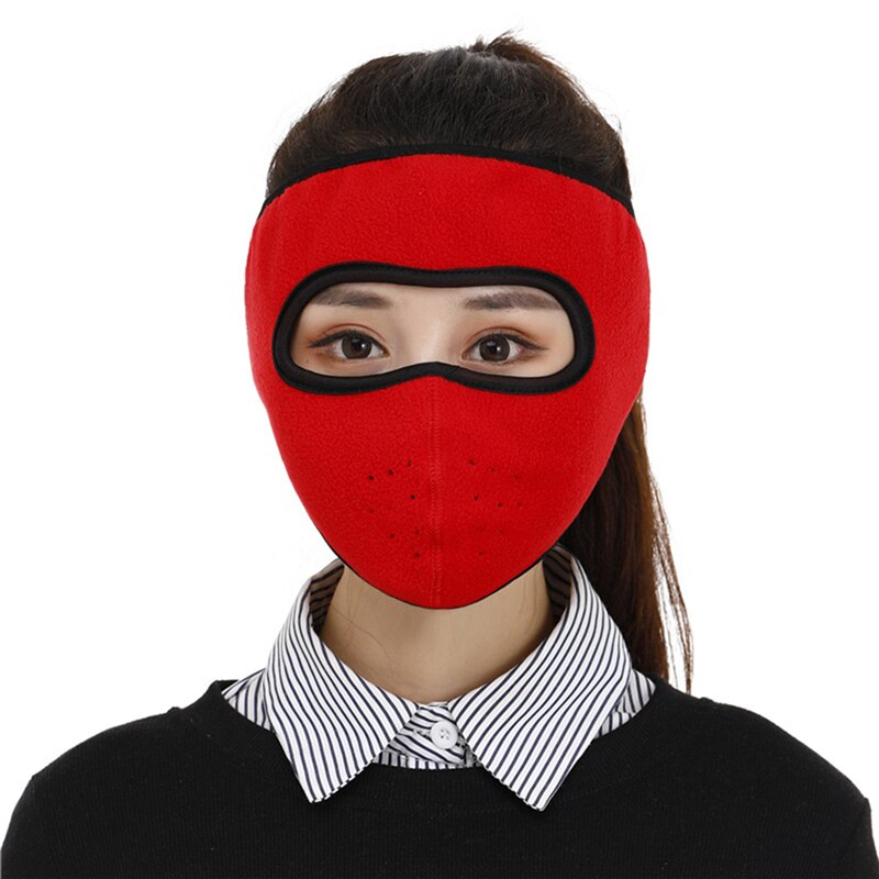 Men And Women Autumn And Winter Outdoor Cycling Mask Heating Thickened Mask Earmuffs Integrated ear-protecting Warm Mask: red