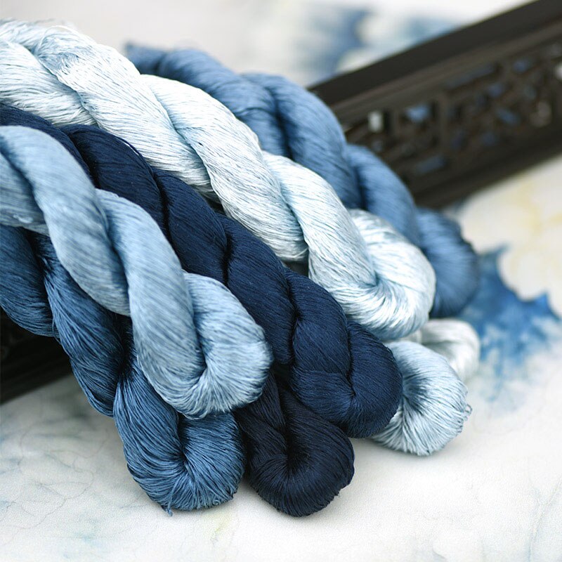 silk embroidery thread / 100% silk thread /hand embroidery embroider cross stitch/Prussian blue/8 pure colors