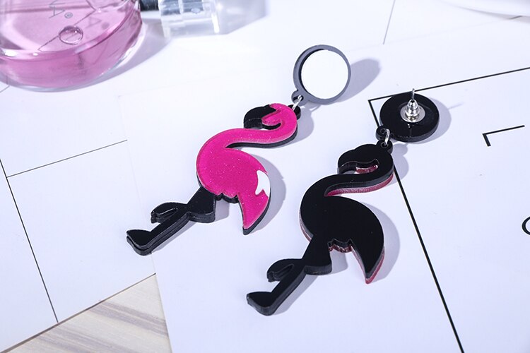 Mode Grote Acryl Flamingo Oorbellen Voor Vrouwen Meisje Punk Vogels Dangle Lange Oorbellen Vrouwelijke Brincos Partij Sieraden