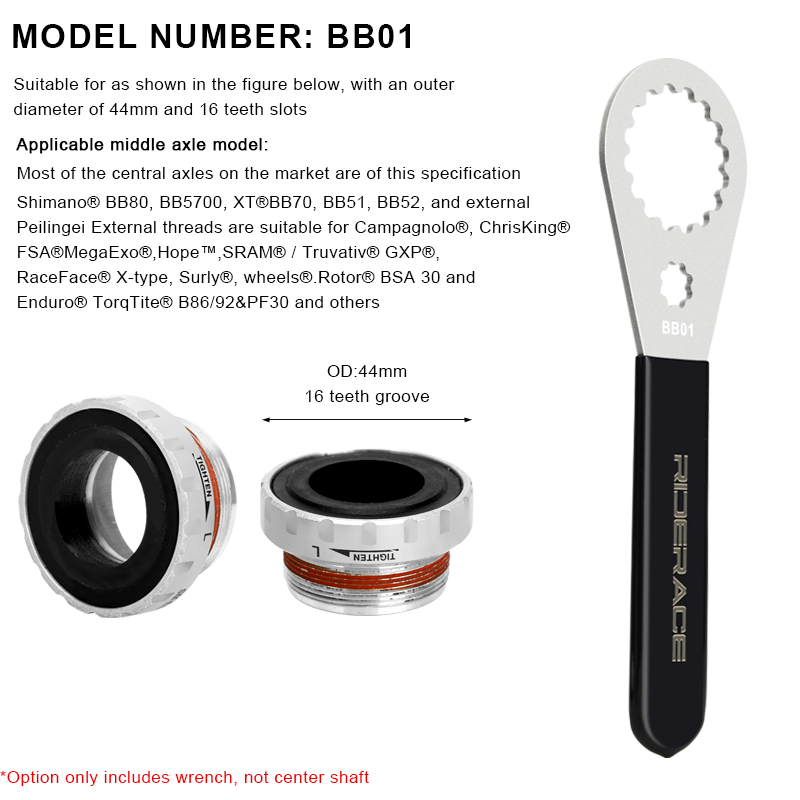 RIDERACE Fiets Trapas Moersleutel Bike BB Removal Tool Installatie Remover 39/41/44/46/49mm Voor Shimano BBR9000 SRAM DUB: WHITE