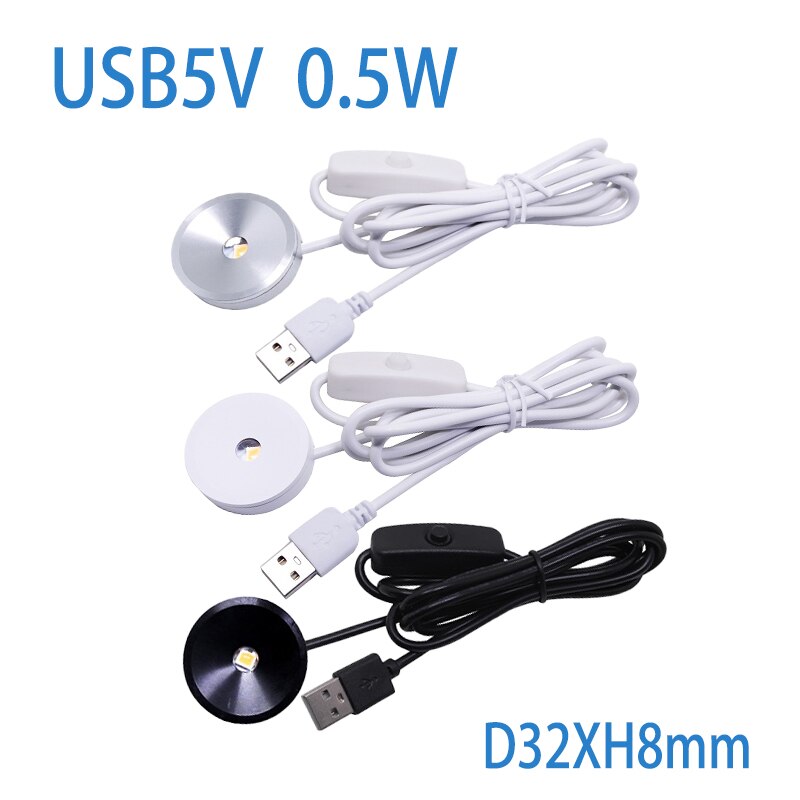 Projecteur LED Usb 5V 0.5W Slim 8mm, Mini Focus, éclairage de comptoir, lampe de cuisine d&#39;hôtel