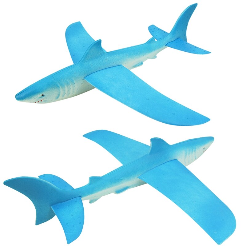 2 Stuks Foam Vliegtuig Hand Launch Thg Vliegtuig Speelgoed Zweefvliegtuig Vliegtuigen Traagheids Foam Haai Vliegtuig Speelgoed Model Kinderen Speelgoed