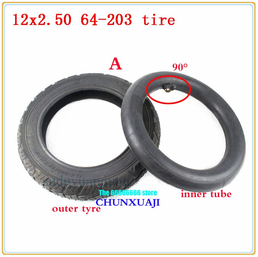 Neumático de rueda de 12 pulgadas, tamaño 12x2,50 64-203 para Mini motocicleta, carro de bebé de bicicleta eléctrica, tubo interno de neumático 12*2,50