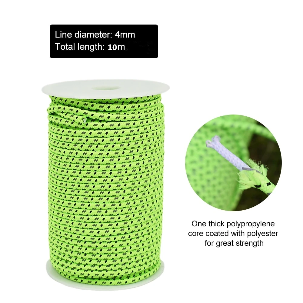 10M Reflective Rope Paracord 2.5/4MM Diameter Reflective String Outdoor Tent Rope for Camping Tent Awning Outdoor Gear Lanyard: 4mm