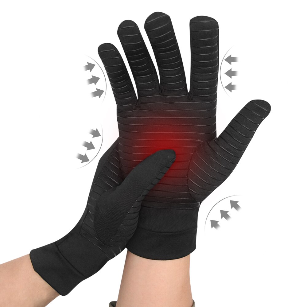 1 Paar Artritis Compressie Handschoenen Volledige Vinger Elastische Koper Joint Artritis Pijnbestrijding Volledige Hand Warming Voor Winter Unisex