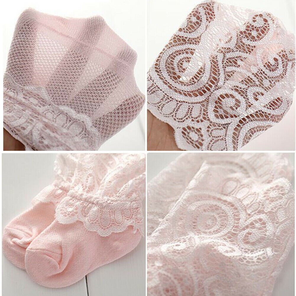 Kinderen zomerkleding schattige baby meisjes kinderen kant sokken peuter kinderen kniehoge volant kant effen patchwork sokken 0-3y