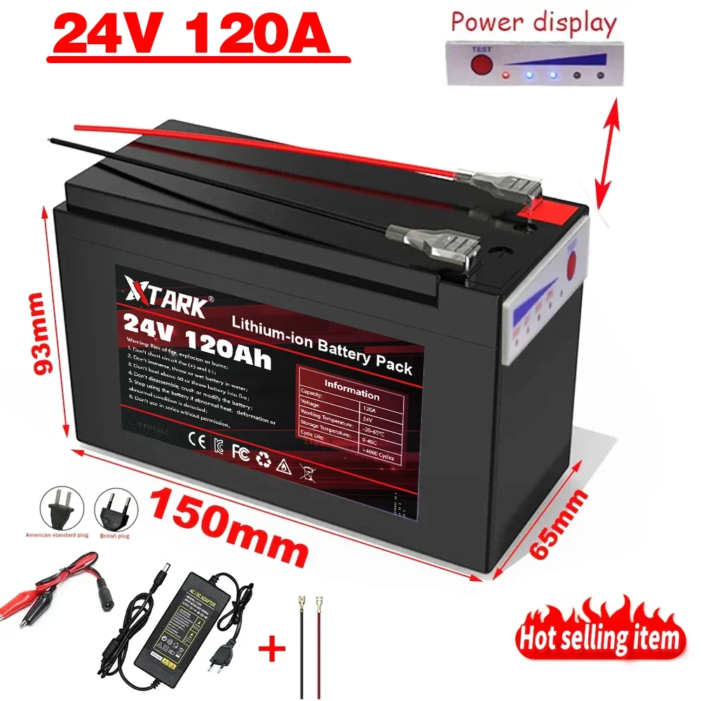 Bloco 18650 3S6P 24V 120Ah da bateria de lítio, 30A incorporado BMS, para a energia solar, veículo elétrico, bateria do Li-íon, carregador 12.6V, novo