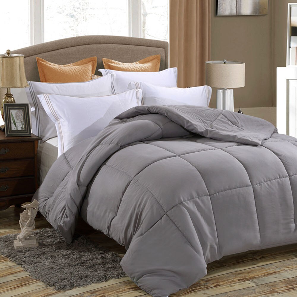 Down Alternative Comforter, Duvet Insert, Medium Weight for All Season, Fluffy, Warm, Soft & Hypoallergenic 50: Twin / Light Grey