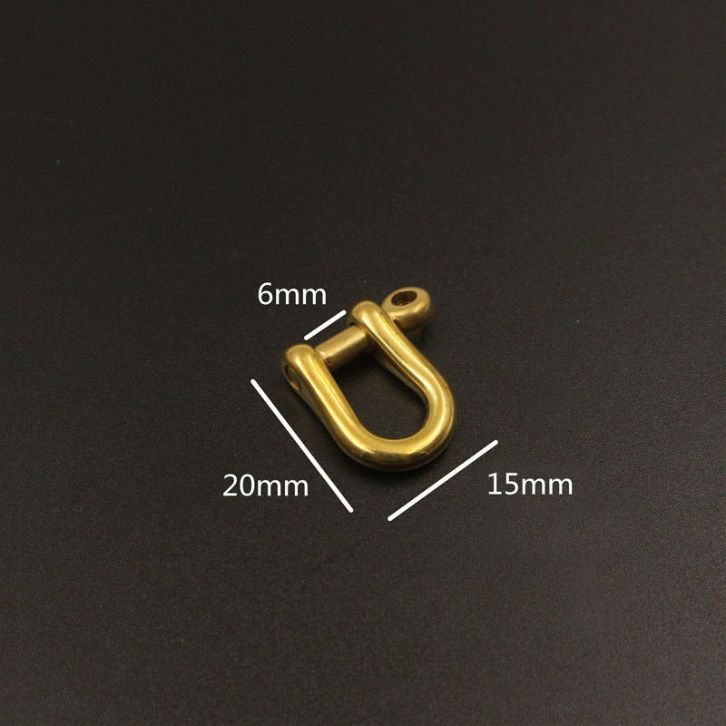 Solid Brass Carabiner D Bow Shackle Fob Key Ring Keychain Hook Screw Joint Connector Buckle: 6mm