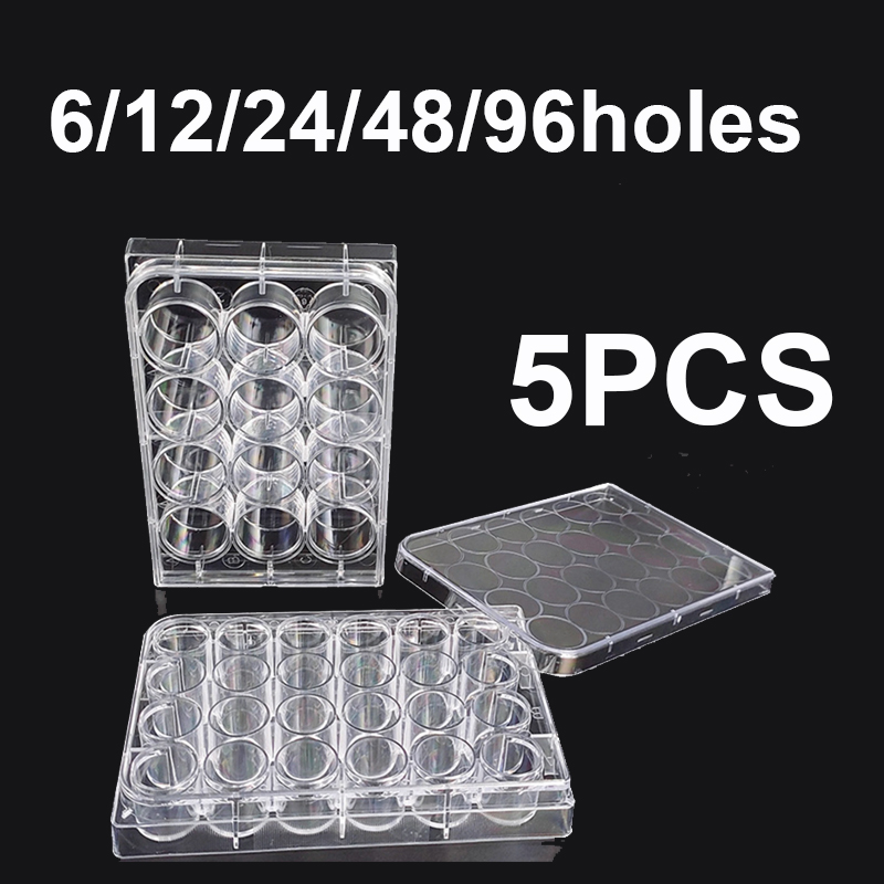 Plastic Petrischaaltje 6 12 24 48 96 Put Polystyreen Petrischalen Cultuur 48-Gaten Voor Laboratorium Biologische Laboratoriumbenodigdheden, 5 Stuks