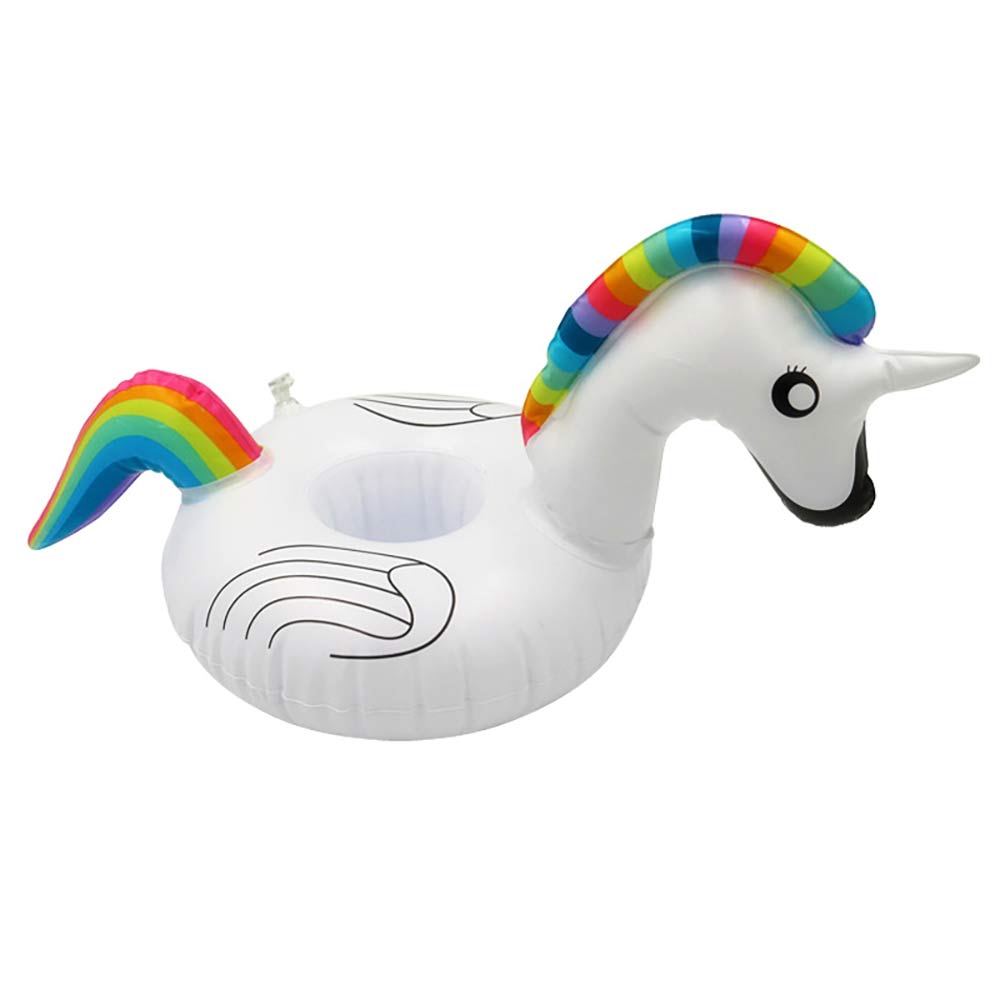 Portavasos inflable con forma de flamenco y unicornio para natación, soporte para bebidas, Flotador para piscina, juguete de baño, decoración para , posavasos para Bar: unicorn two