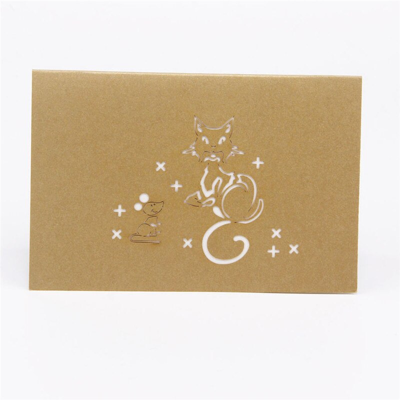 Kat En Muis 3D Pop Up Dier Verjaardag Wenskaart Kerst Uitnodiging 6A0706