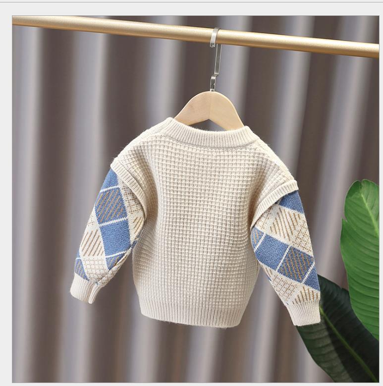 Suéter grueso para niño, ropa de otoño e invierno, cubierta de cuello redondo