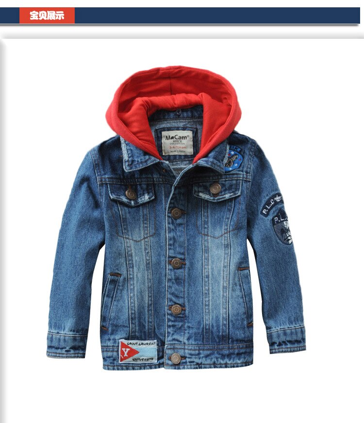 Veste d'automne en jean pour enfants et adolescents de 3 à 14 ans, manteau en Denim, vêtements d'extérieur à capuche,: 12T
