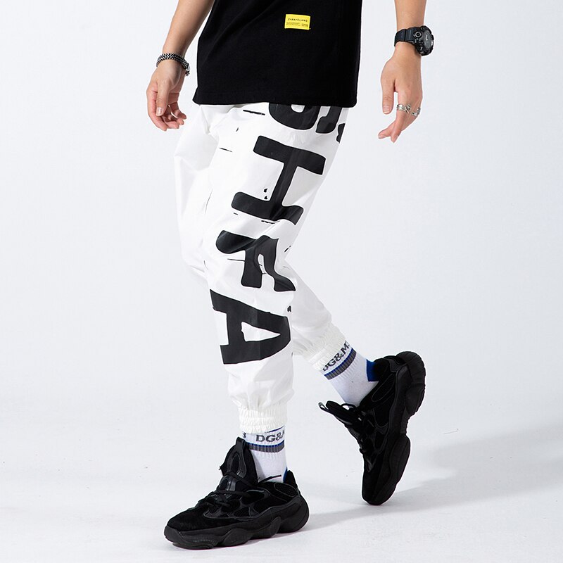 Hip Hop Joggers Men Letter Printing Mens Harem Pants Streetwear Casual Ankle-length Men Trousers Jogger Pants for Women: Chinese Size XXL / white