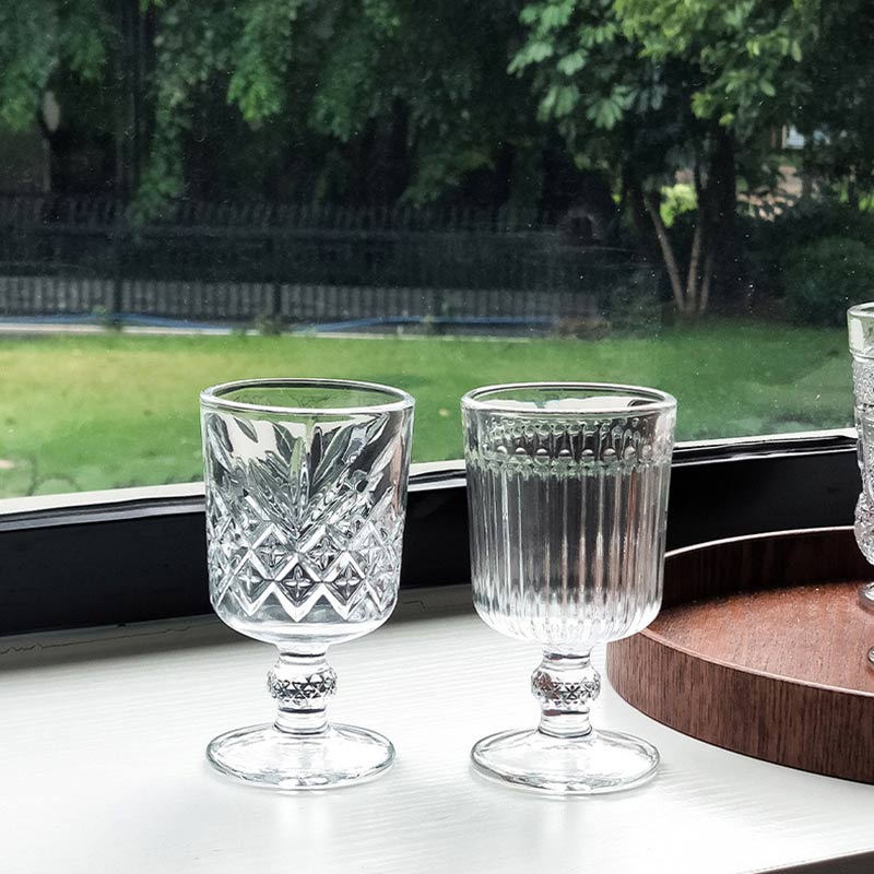 Mini copa de vidrio en relieve para Bar, vaso transparente para cóctel, vaso para café expreso, leche, zumo, , 1 unidad