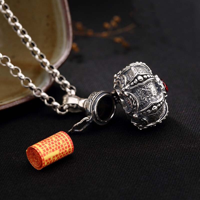 S925 halsketten aus sterlingsilber mit tibetischen bombonne-flaschen, urnen für tierkremation, schmuck für damen und herren