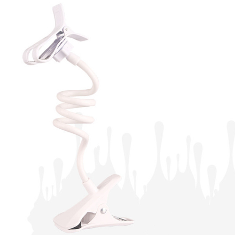 Soporte Universal Flexible para teléfono móvil, Clip ajustable para teléfono móvil, cama para el hogar, montaje de escritorio, soporte para teléfono inteligente: Blanco