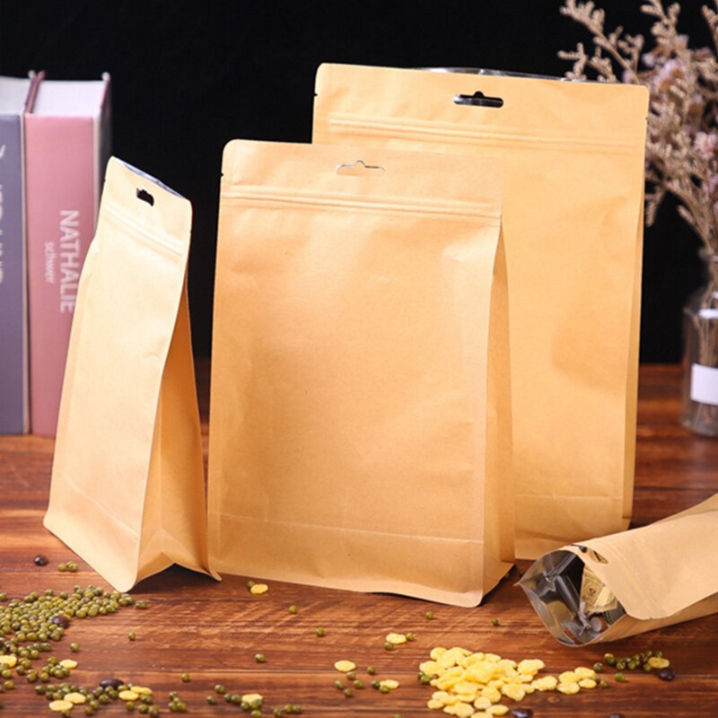 50pcs/lot Kraft Paper Aluminizing Self Sealing Tea Bag Zip lock Empty Dried Food Fruit Tea Package Zipper Stand up Bags