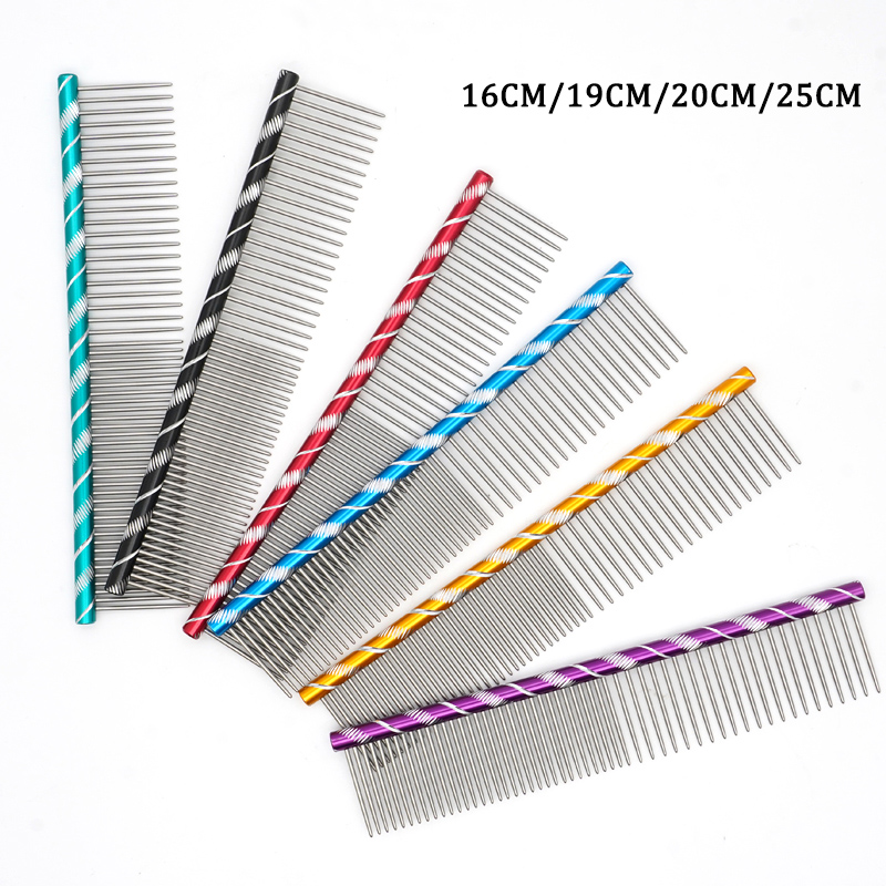 Peigne pour chien, poils longs et épais, brosse de nettoyage pour épilation des poils, en acier inoxydable, léger, pour animaux de compagnie et chat, peignes de toilettage pour chiens 16/19/20/25cm