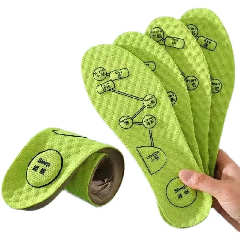 Palmilha de acupressão para pés para homens e mulheres, almofada esportiva respirável macia, palmilha desodorante absorvente de suor, almofadas de sapato