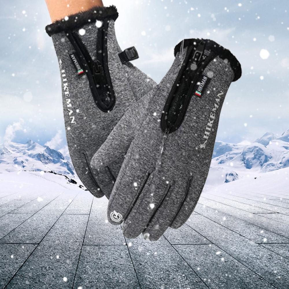 Thermische Ski Handschoenen Mannen Vrouwen Siliconen Winter Skiën Fleece Waterdichte Snowboard Handschoenen Touch Screen Sneeuw Warme Wanten Grijs