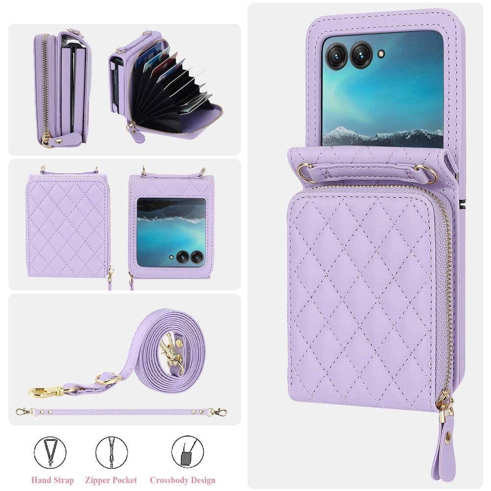 Opvouwbare portemonnee met meerdere vakken en diagonale draagriem voor motorola razr 60 ultra, razr 60 , 50 ultra 40 moto razr hoesje