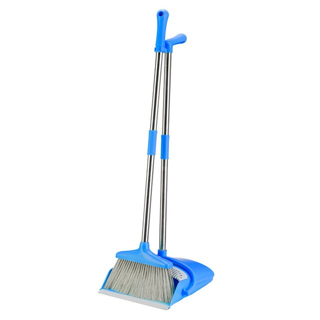 Broom and Dustpan Set Upright Standing Dust Pan With Extendable Broomstick Cleaning Brush Broom Dustpan Set for Home Wholesael: 2pcs-4