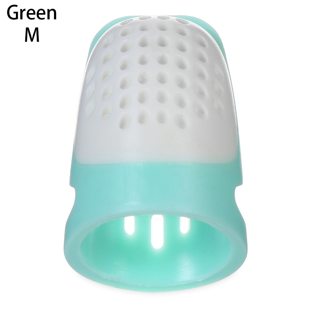 Dedal multifuncional semiabierto para dedos, dedal de silicona transpirable, protector, accesorios de costura para manualidades, 1 ud.: green-M