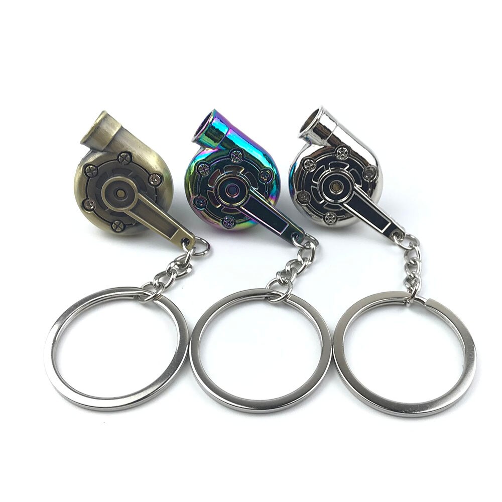 Whistle Sound Turbo Keychain Sleeve Bearing Spinning Auto Part Model Turbine Turbocharger Key Chain Ring Keyfob Keyring
