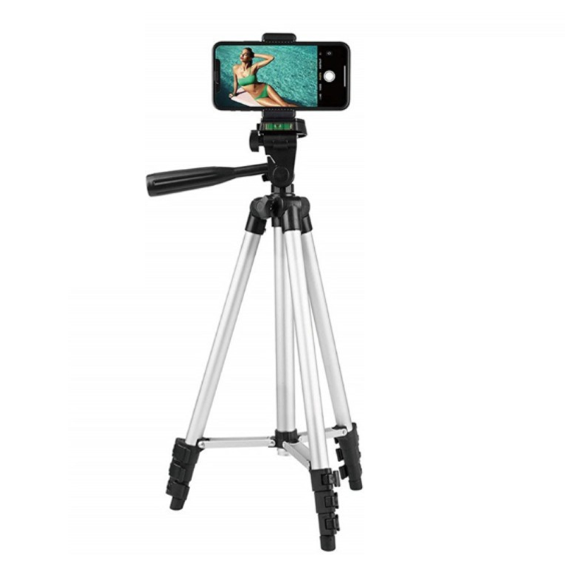 Trípode para teléfono, soporte de trípode para teléfono con grabación de vídeo de 100cm con control remoto Bluetooth, soporte Universal para fotografía de teléfono y cámara: Plata