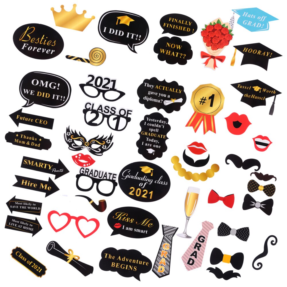 50pcs Graduation Theme Photo Props Photo Booth Props Selfie Props Photo Holders