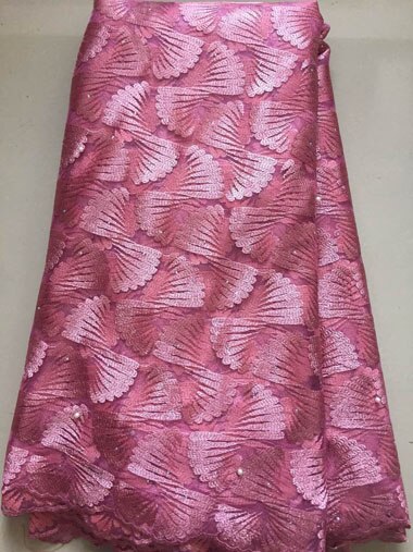 Pink peach nigerian lace fabric lace Net Lace french lace fabric african lace With Stones YLL3321: AS PIC1