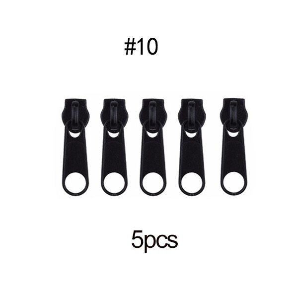5pcs #3 #5 #8 #10 Fix Zipper DIY Zip Slider Repair Kit For Zip Fastenings Sewing Tailor Tools Clothing Accessories: 5pcs Black 10(12mm)