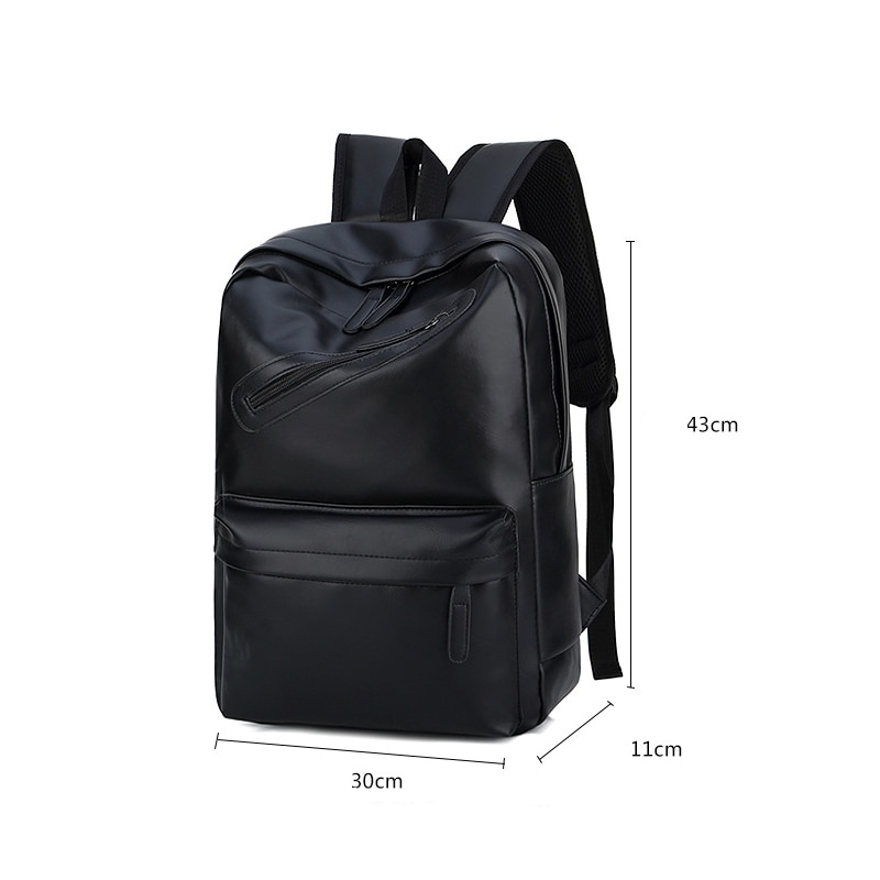 Mochila informal de piel sintética de gran capacidad para hombre, bolsos de hombro escolares de viaje con doble cremallera a la , Mochila pequeña de cuero sintético Vintage