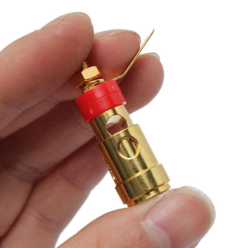 LEORY 2 Pcs Brass Speaker Binding Post Gold Plated Spring Loaded Press Terminal Connectors 40 mm