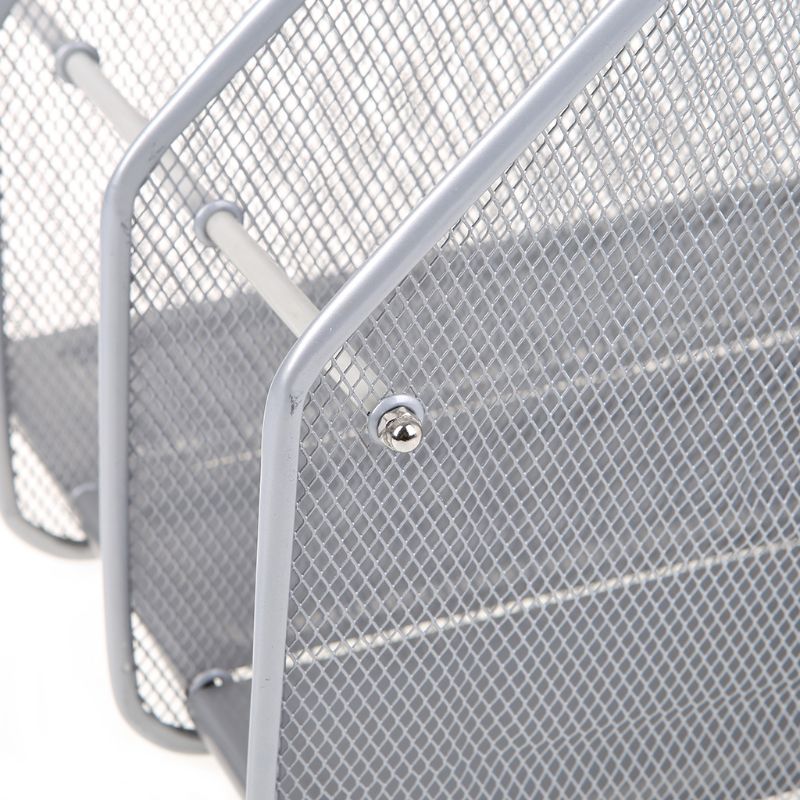 3 Column Metal Mesh Document Rack File Holder Letter Magazine Newspaper Tray for Home Office Desk Organizer Supplies X3UE