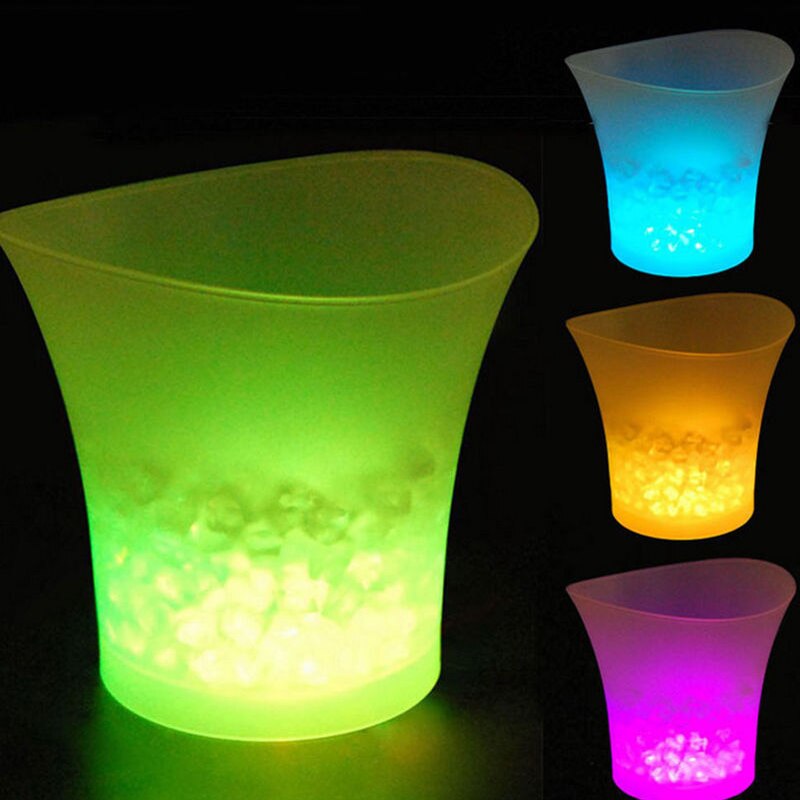 5l vandtæt plast led is spand 7 farve led barer is spand natklubber førte lys op champagne øl spand barer nat fest