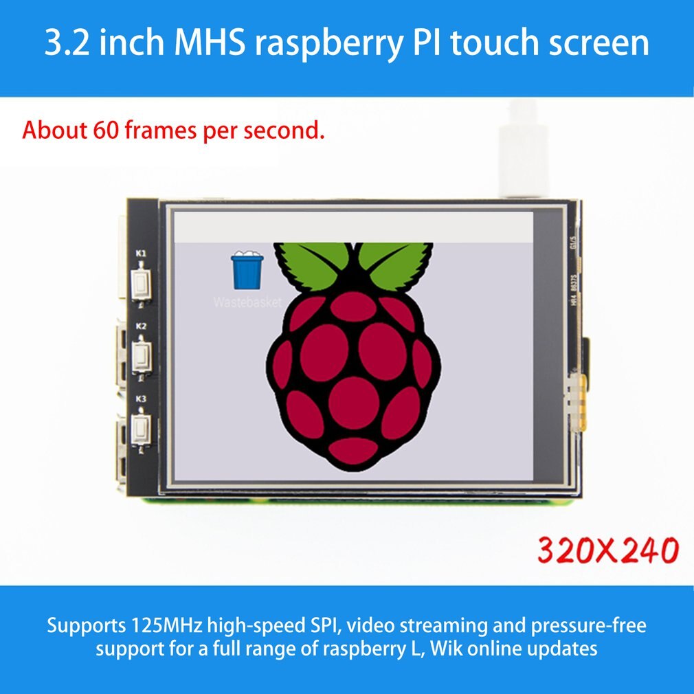 3.2inch MHS RPi Display 3.2in TFT SPI Serial LCD Resolution 320x240 3.2inch LCD Display Module with Touch LED Backlight