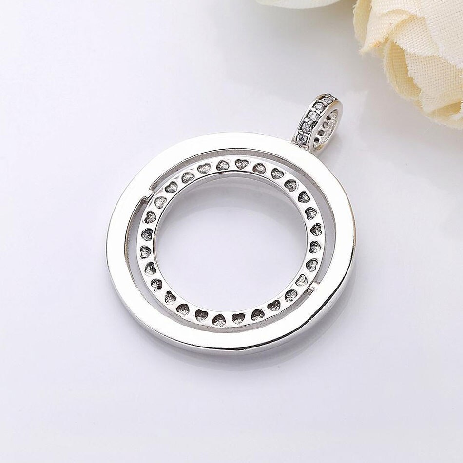 Original Two Circles Logo Signature Spinning Hearts Necklace Pendant Fit 925 Sterling Silver Charm Bracelet Diy Jewelry